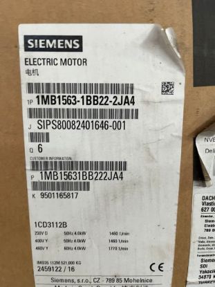 Picture of Siemens Ex motor 1MB1563-1CB23-4JA4, 7.5KW, 4Pole